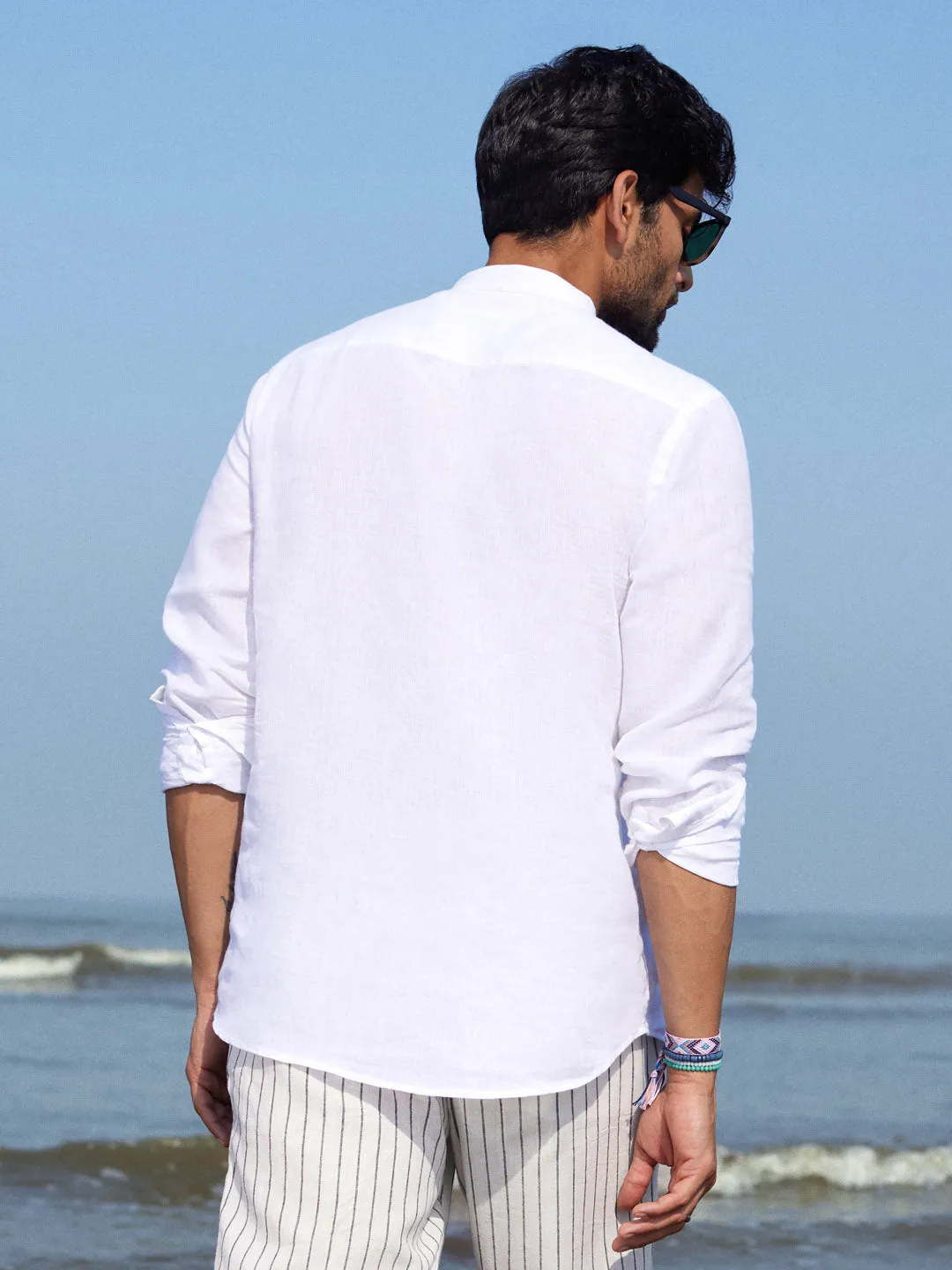 100% Pure Linen Mandarin Shirt - Aspire