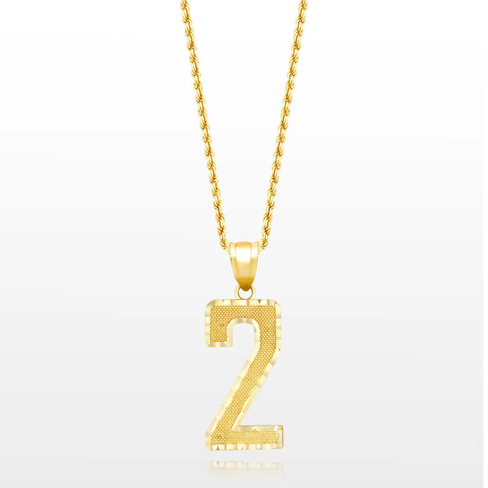 10k Solid Gold Jersey Number Pendant