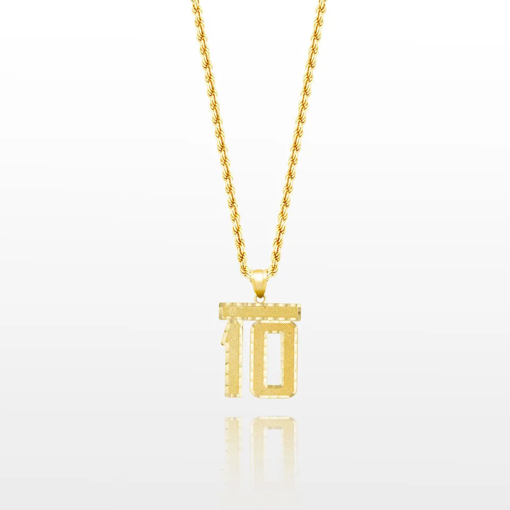 10k Solid Gold Small Jersey Number Pendant