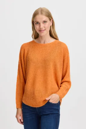 1845- Knitted Round Neck Jumper- Orange- Fransa