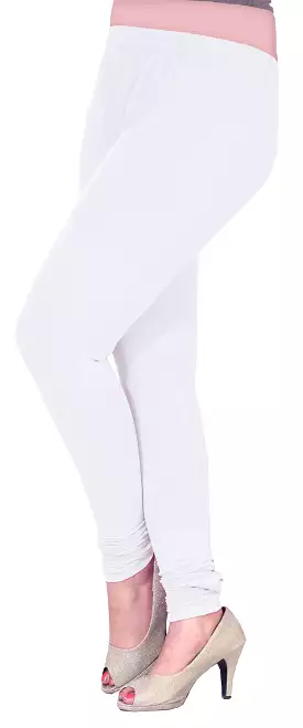 4 Way Stretchable Leggings Womens Churidar Bottoms (White)