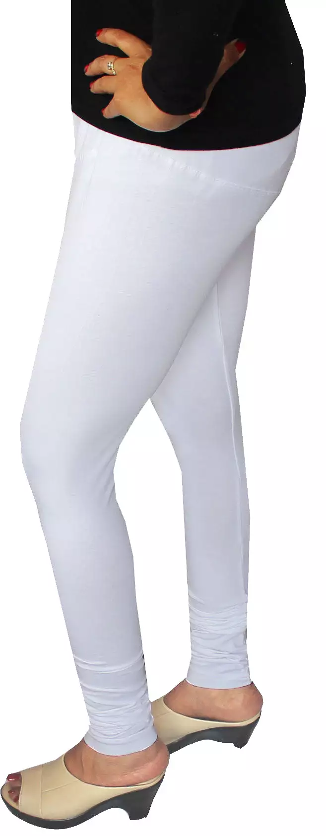 4 Way Stretchable Leggings Womens Churidar Bottoms (White)