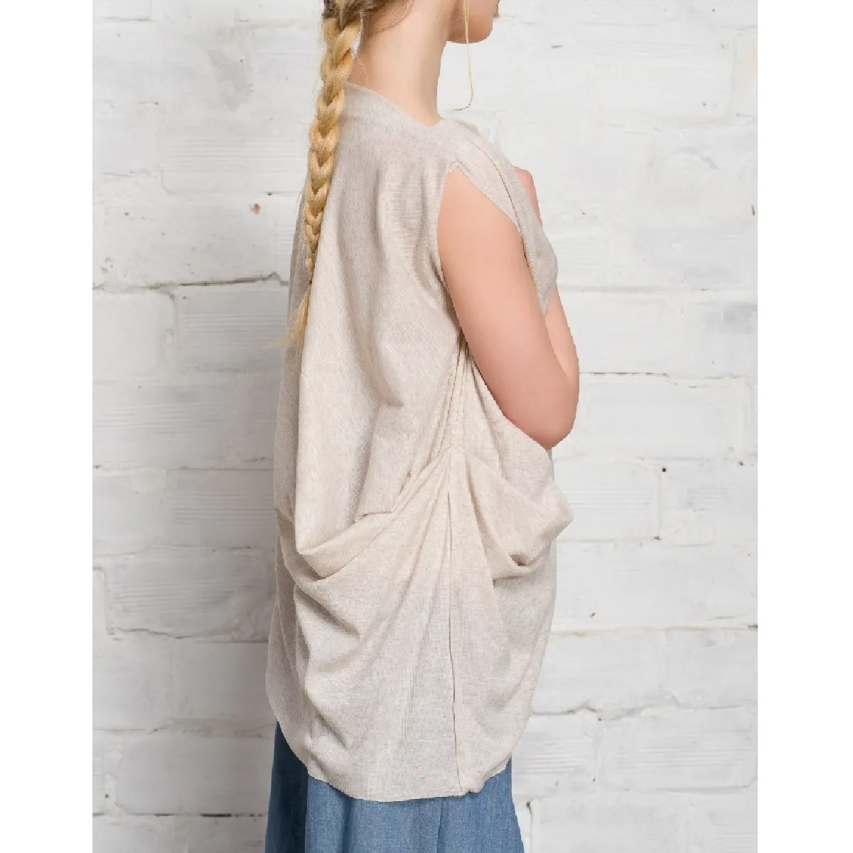 Aakasha  |Short Casual Style Rib Sleeveless Plain Handmade