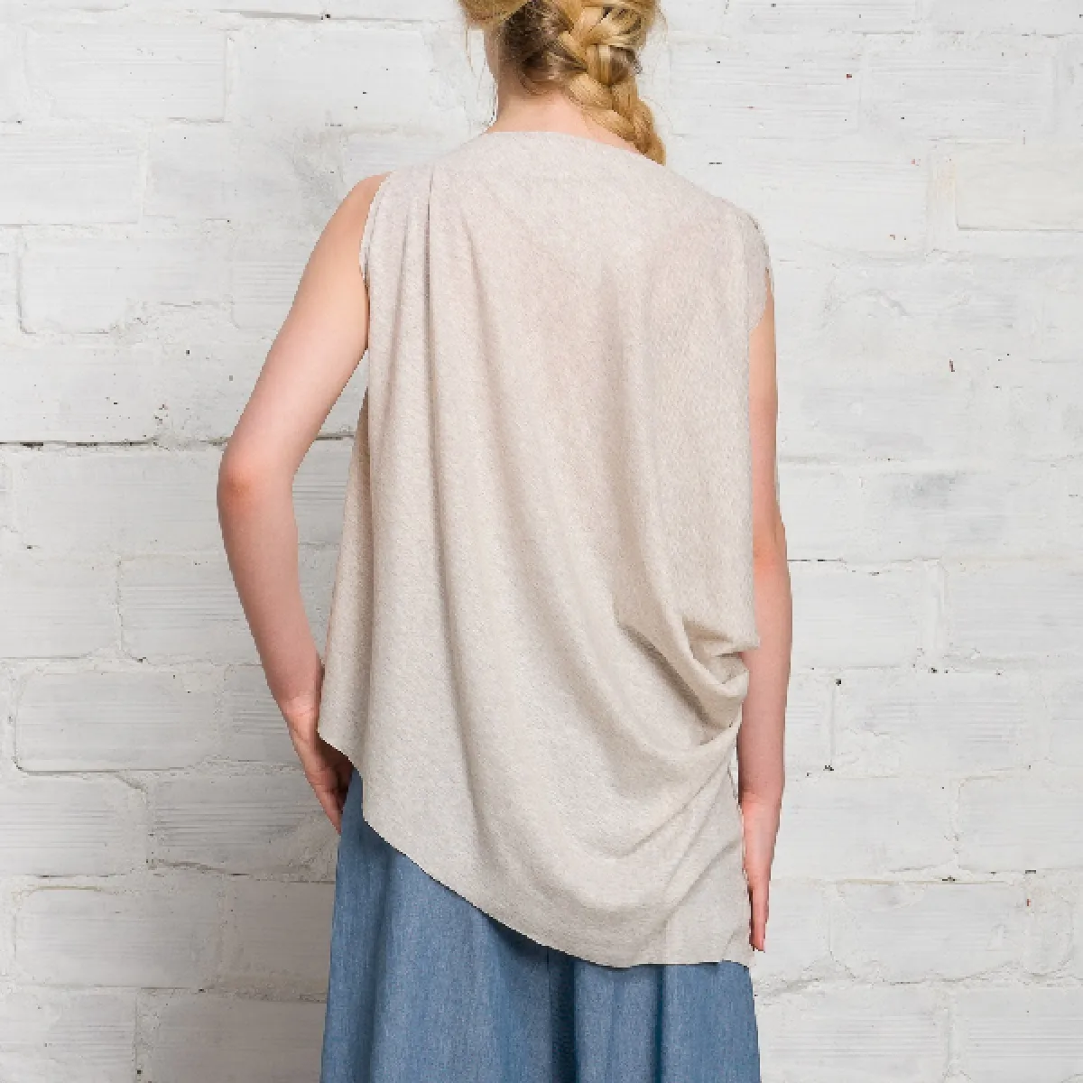 Aakasha  |Short Casual Style Rib Sleeveless Plain Handmade