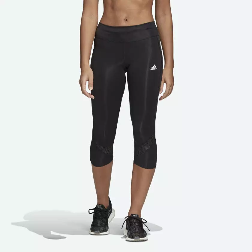 adidas Own The Run 3/4 Running Tights Gym Leggings Womens Tight Black Jogging XS