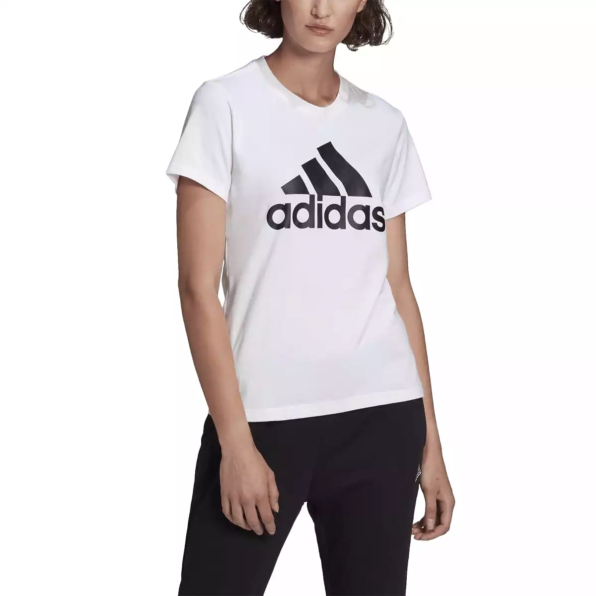 ADIDAS WOMEN'S LOUNGEWEAR ESSENTIALS LOGO WHITE TEE