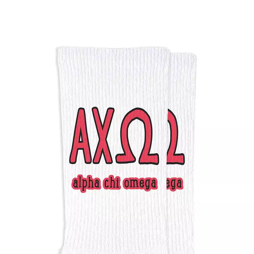 Alpha Chi Omega Sorority Socks with Name and Letters