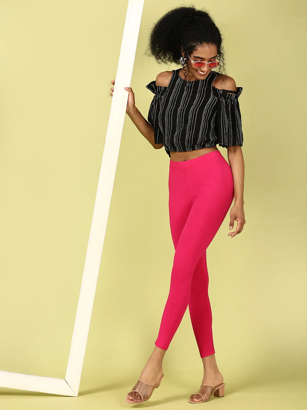 Ankle Length Leggings Viscose-Fuchsia