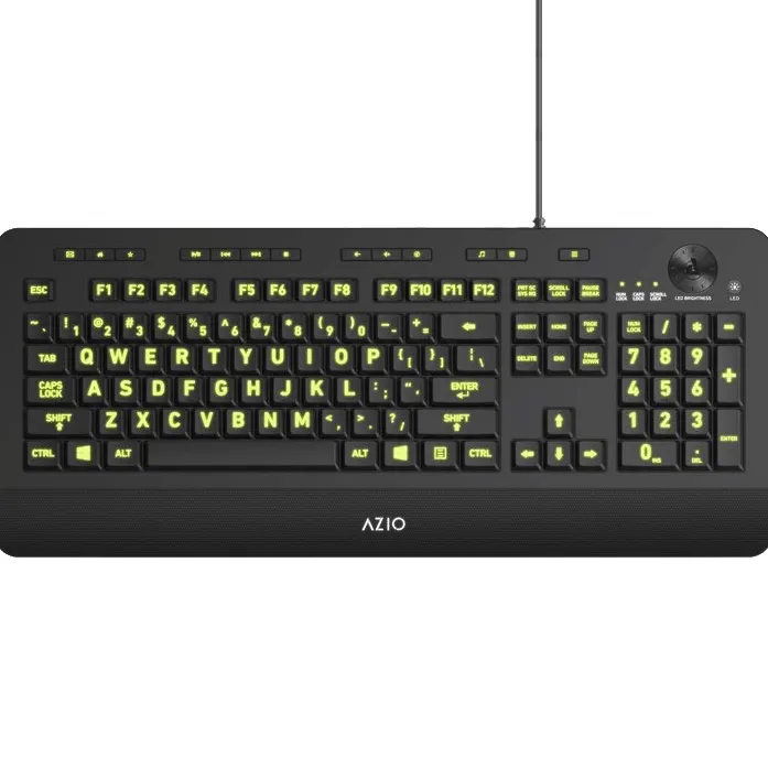 AZIO KB506 Large Font Letters Print 5-Colour Backlit Wired Keyboard Easy To See