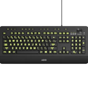 AZIO KB506 Large Font Letters Print 5-Colour Backlit Wired Keyboard Easy To See