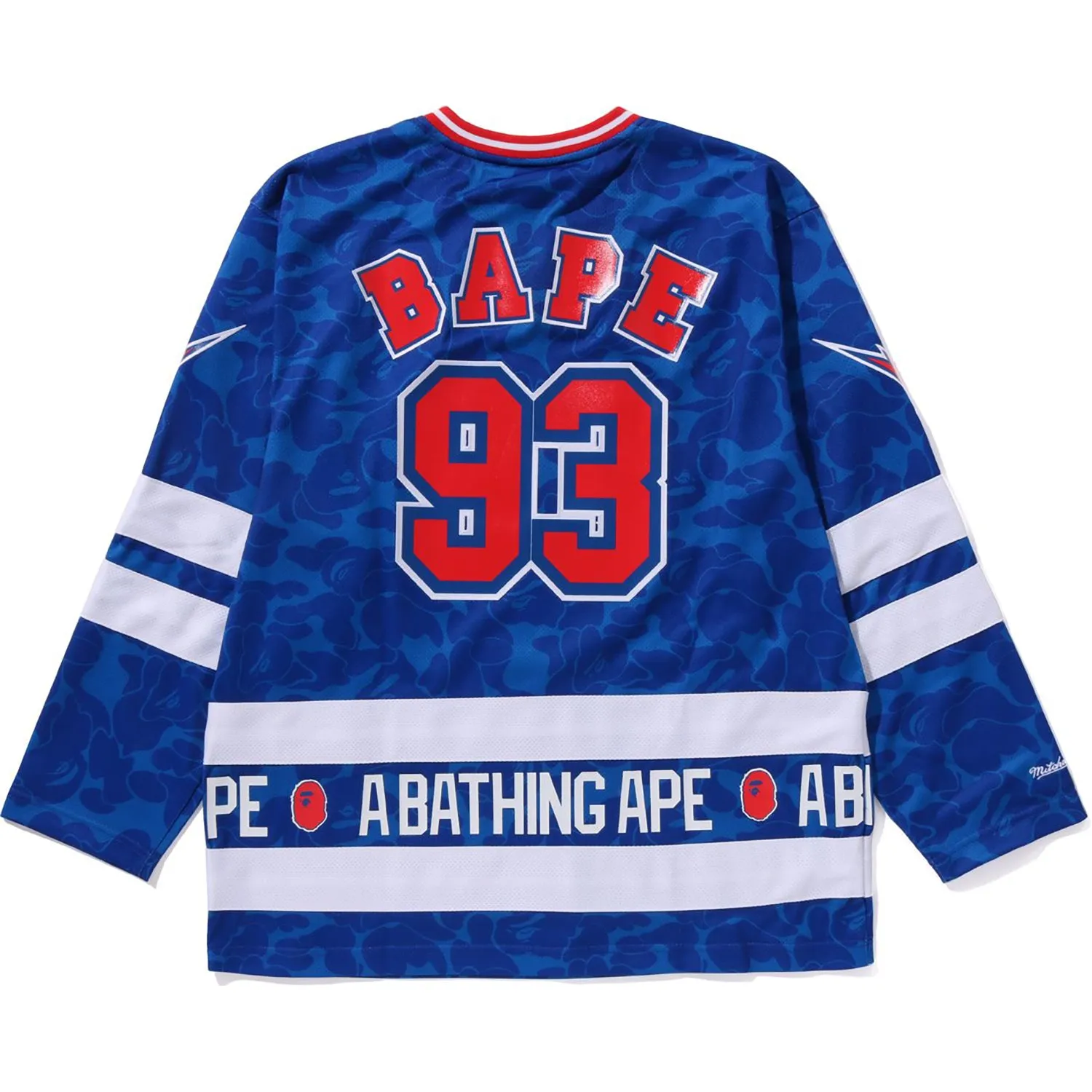 BAPE X MITCHELL & NESS NHL NEW YORK RANGERS MESH HOCKEY JERSEY L/S TEE MENS