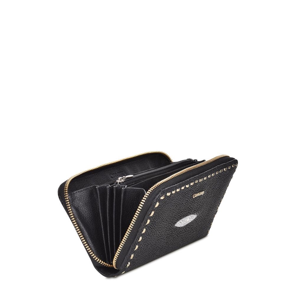 BD211MA - Cuadra black fashion stingray bifold wallet for women