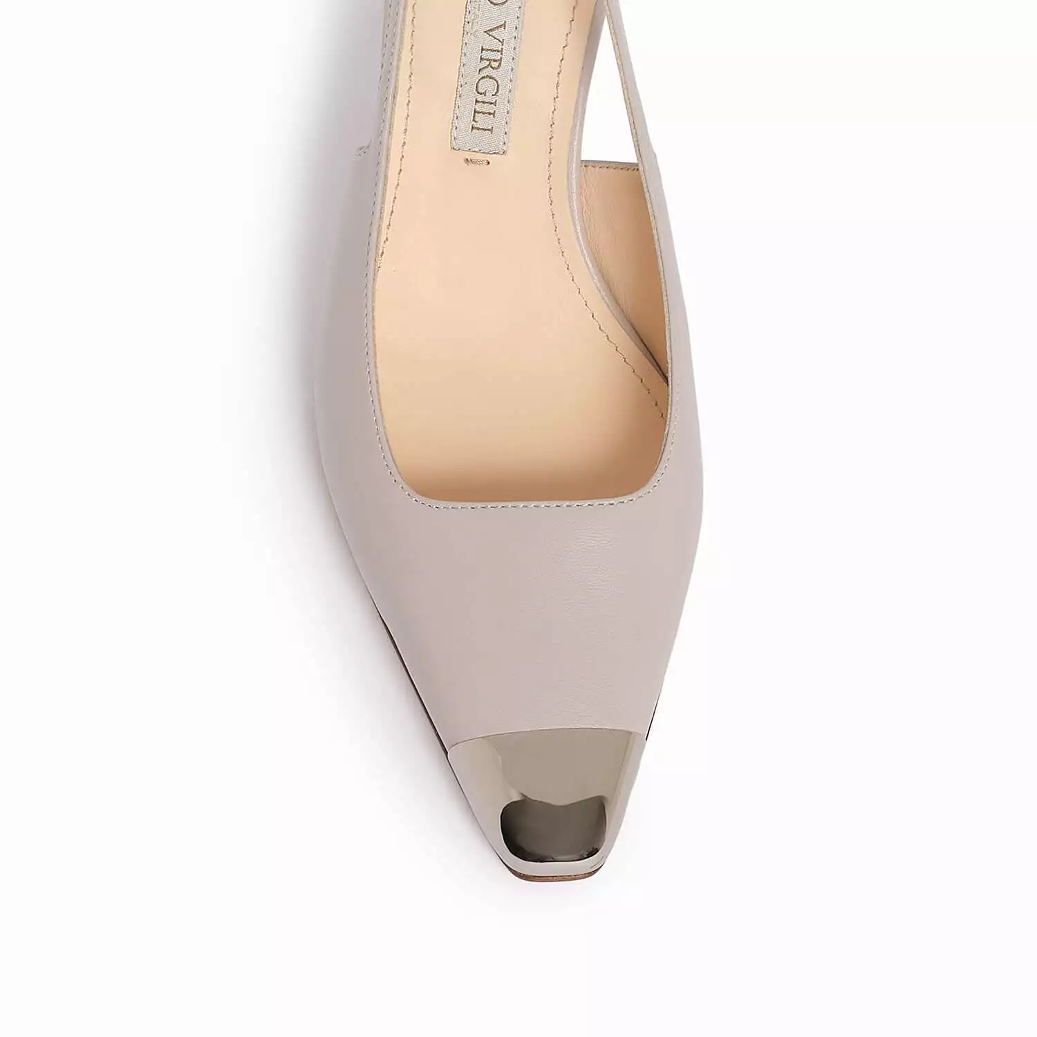 Beige  women's leather sling back décolleté