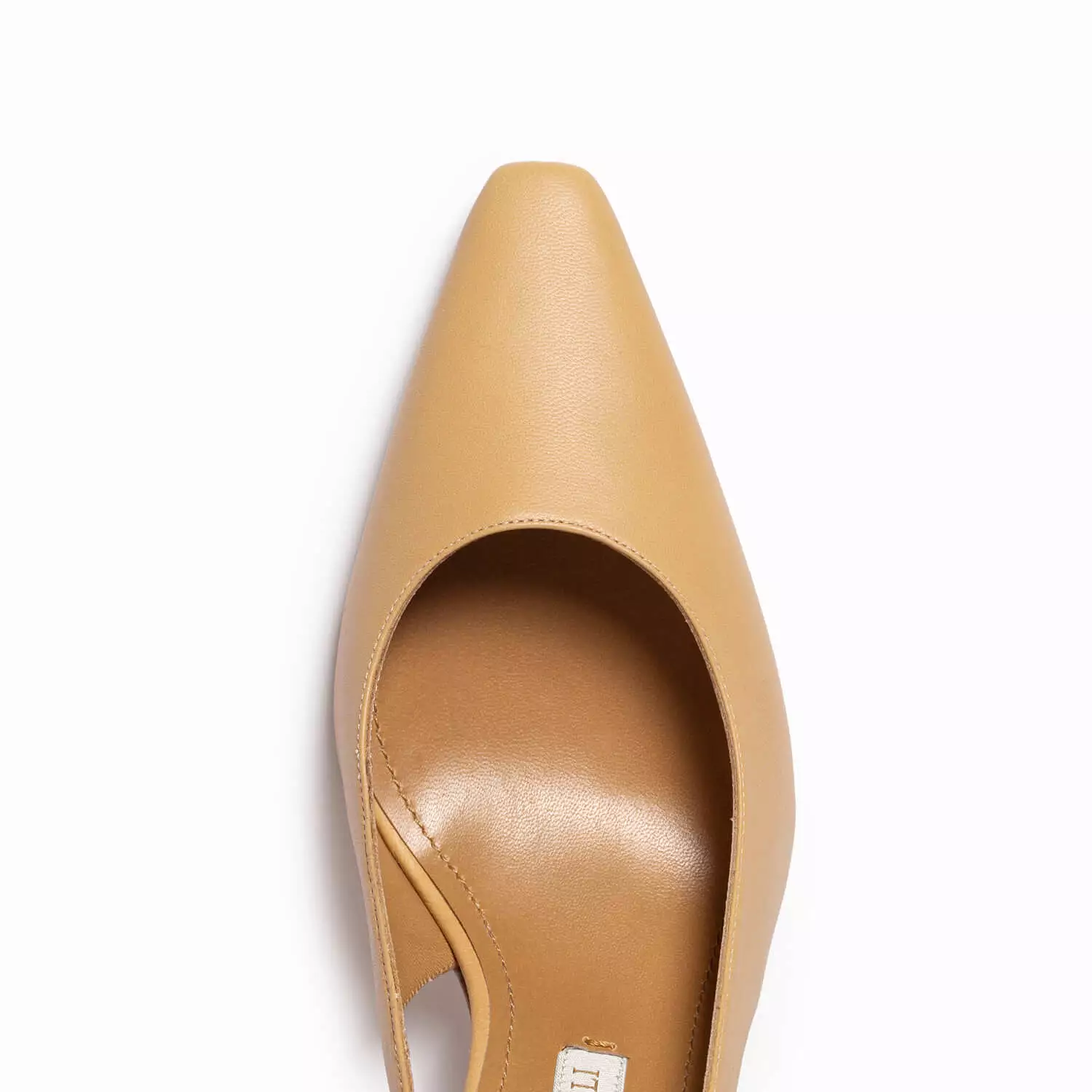 Beige women's tassel leather sling back décolleté