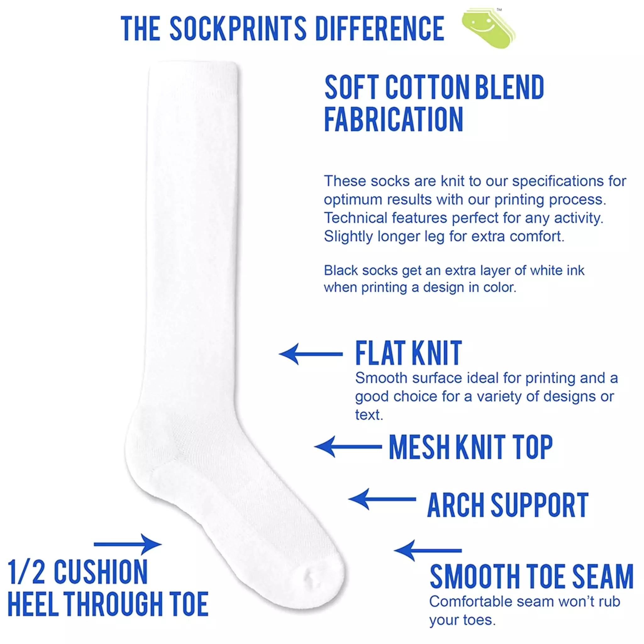 Big Savings on  Basic White Cotton Sport Knee High Socks