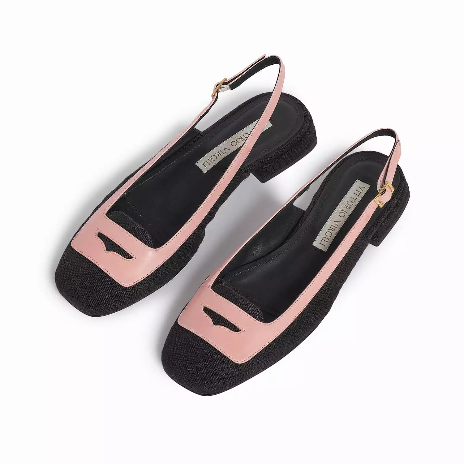 Black  women's canvas fabric sling back ballet flat