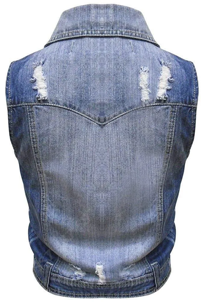  Blue Distressed Denim Jacket