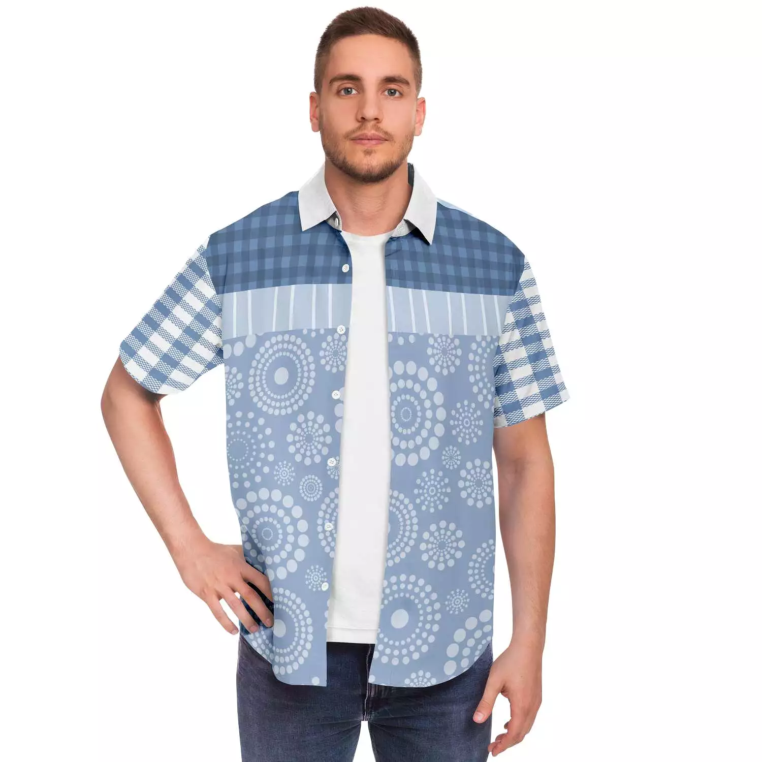 Blue Lagoon Short Sleeve Button Down Shirt