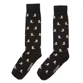 Boot Print Dress Socks :: Black