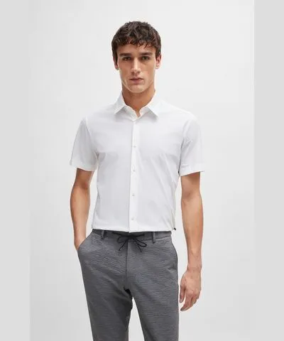 Boss Slim-fit shirt in performance-stretch jersey