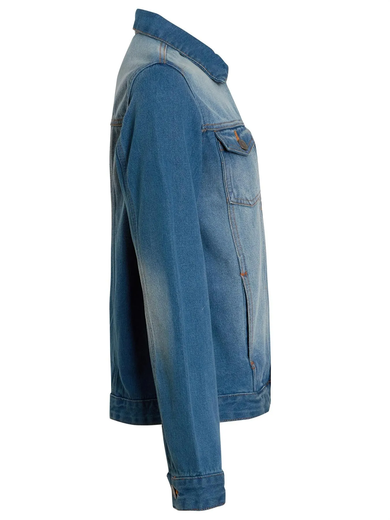 Boys Denim Jacket, Stonewash Blue, Ages 7 to 13 Years