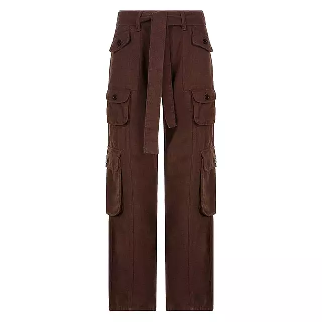 Button Low Waist Women's Cargo and Denim Pants