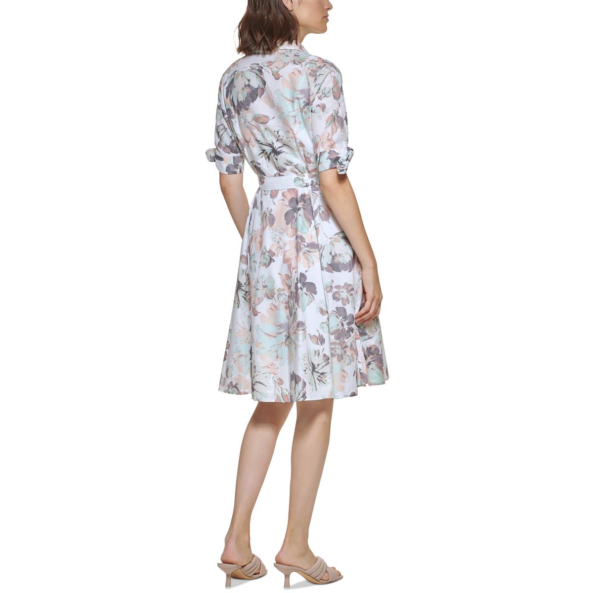 Calvin Klein Womens Floral print Knee-Length Shirtdress