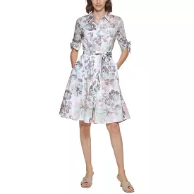 Calvin Klein Womens Floral print Knee-Length Shirtdress