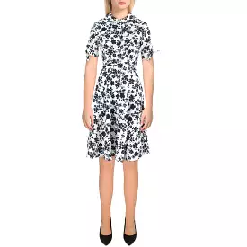 Calvin Klein Womens Petites Floral Print Knee-Length Shirtdress