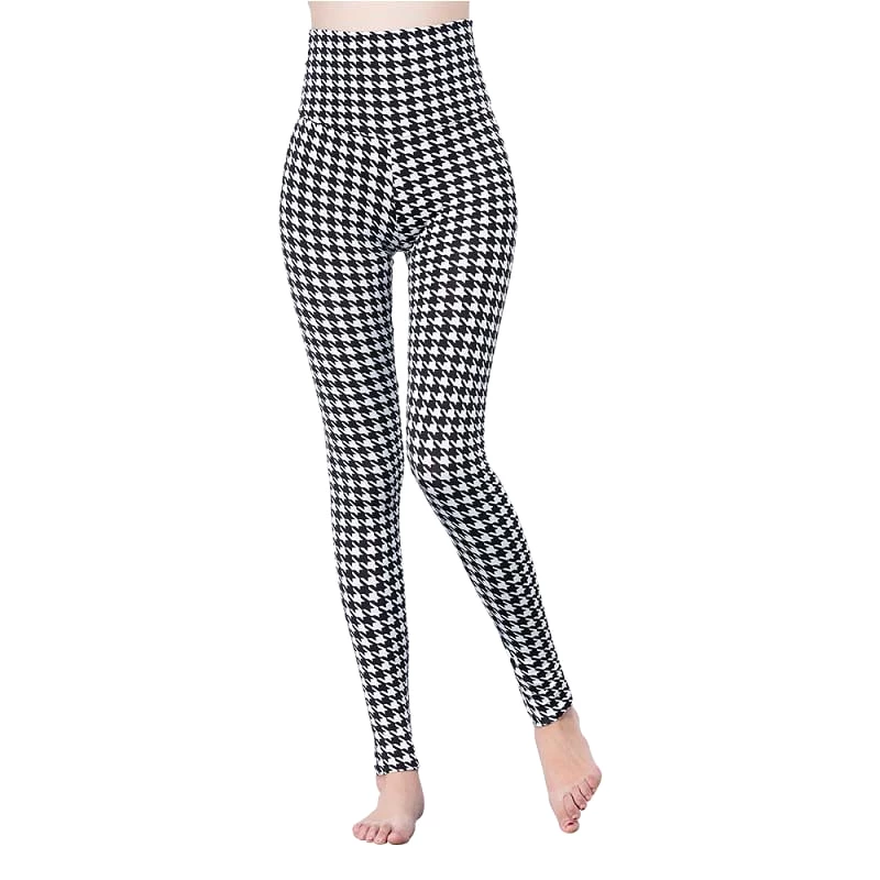 Casual Stripe Leggings Vertical Stripe Slim Sexy Black White Grid Leggings