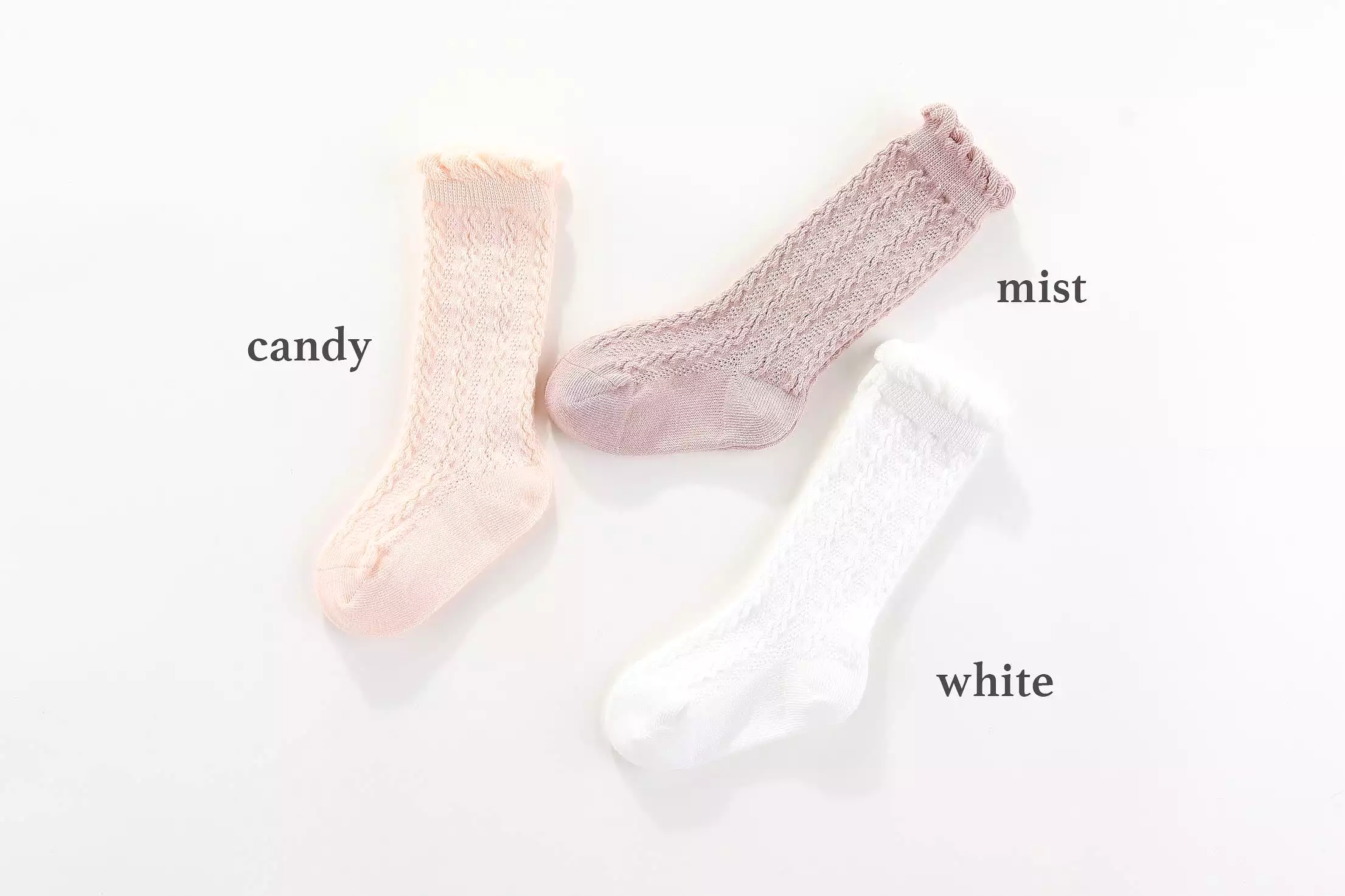 CHAIN KNEE HIGH SOCKS: white, mist, candy 0-1Y, 1-2Y, 2-4Y,