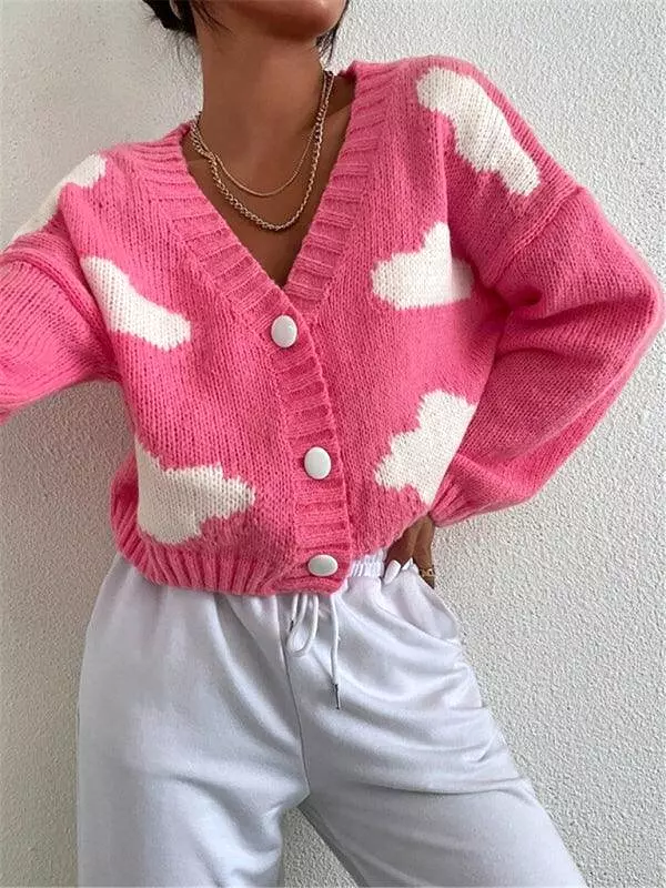 Cloud Crop Women Cardigan Sweater