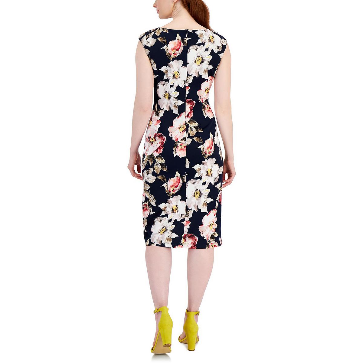 Connected Apparel Womens Floral Print Knee-Length Wear to Work Dress