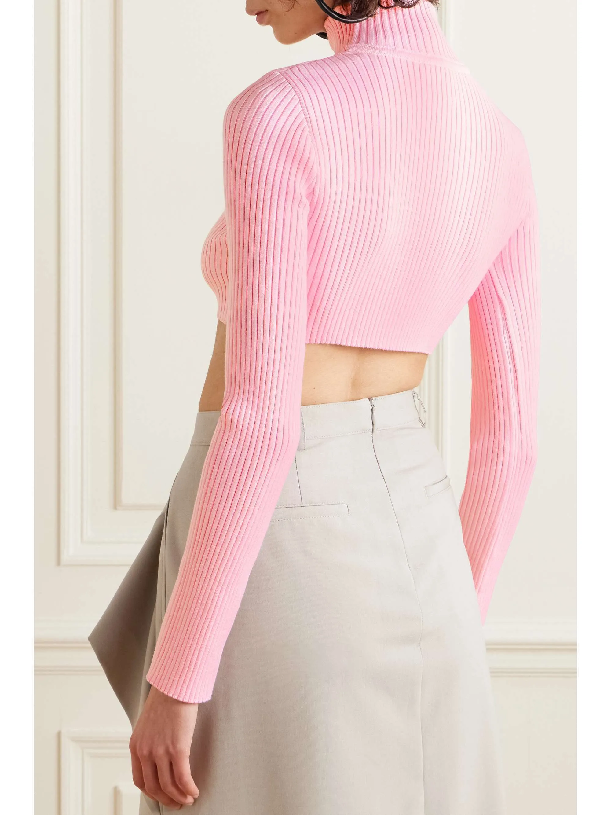 Courreges  |Casual Style Plain Elegant Style V-neck & Crew neck