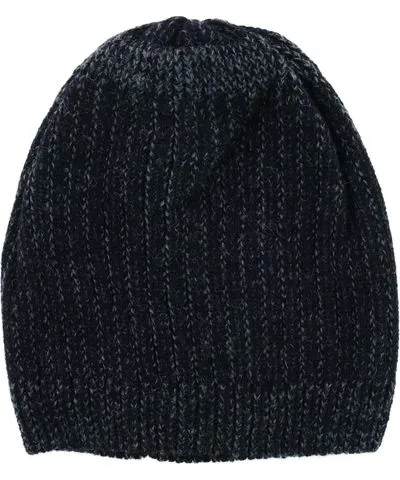 CTM Men's Ribbed Knit Mixed Wool Beanie