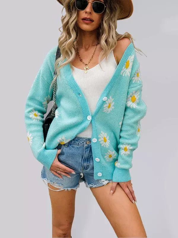 Daisy Knitted  Women Cardigan Sweater