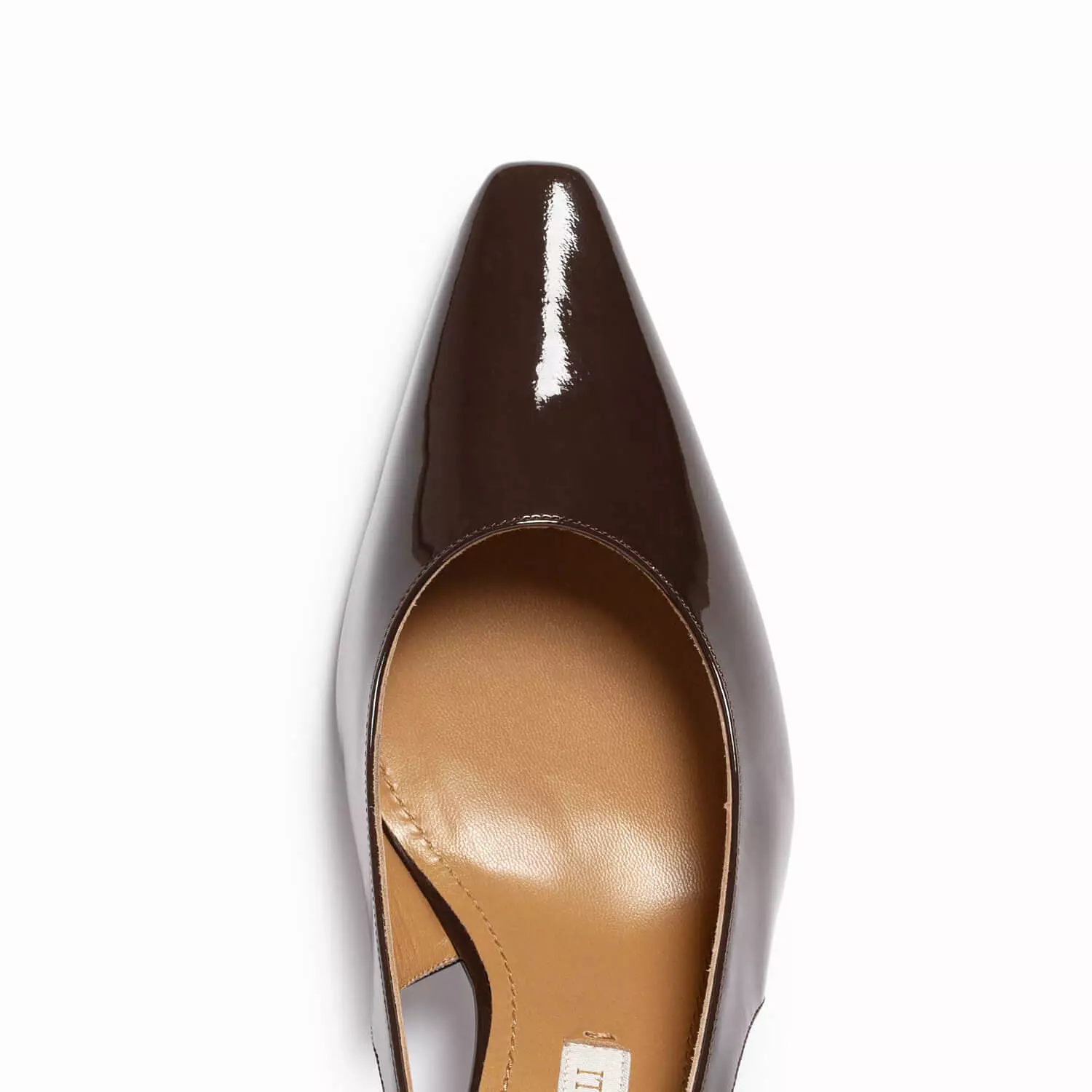 Dark brown women's patent leather sling back décolleté