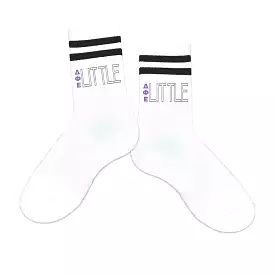 Delta Phi Epsilon Sorority Socks for your Big and Little with Greek Letters on Striped Cotton Crew Socks