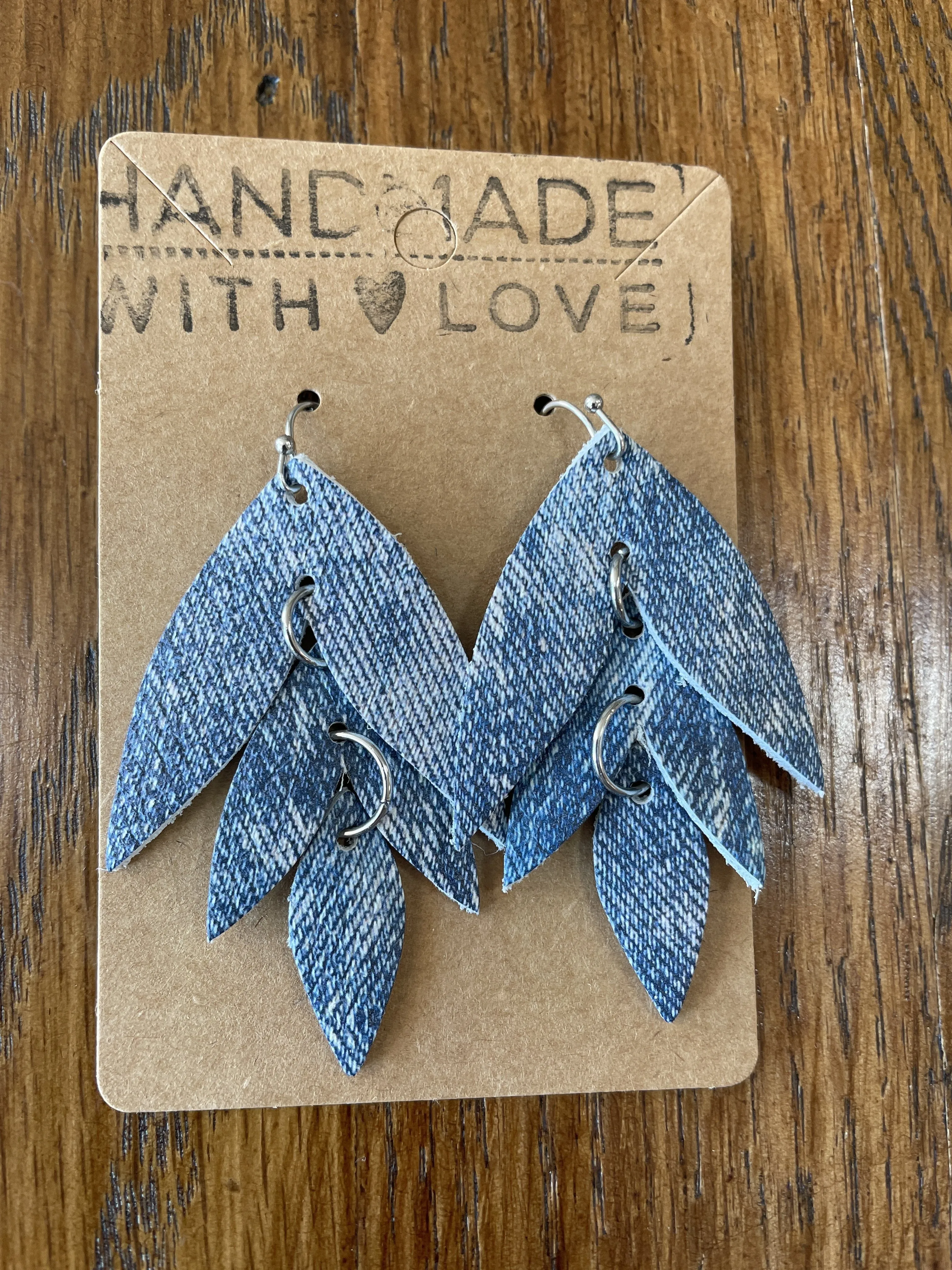 Denim Print Handmade Earrings