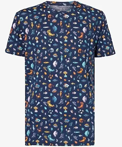 Derek Rose Mens Navy Robin graphic-pattern cotton-jersey T-shirt