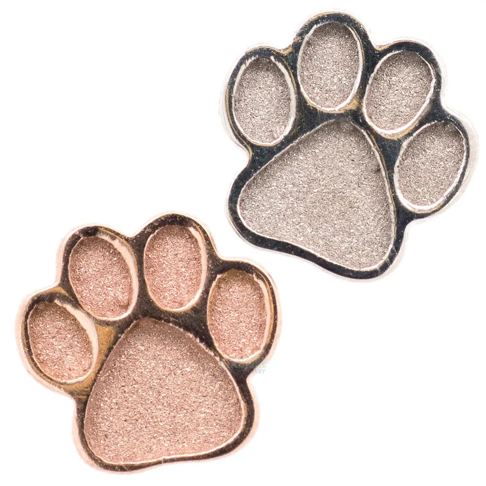 Dog Paw Print Threaded End in Gold