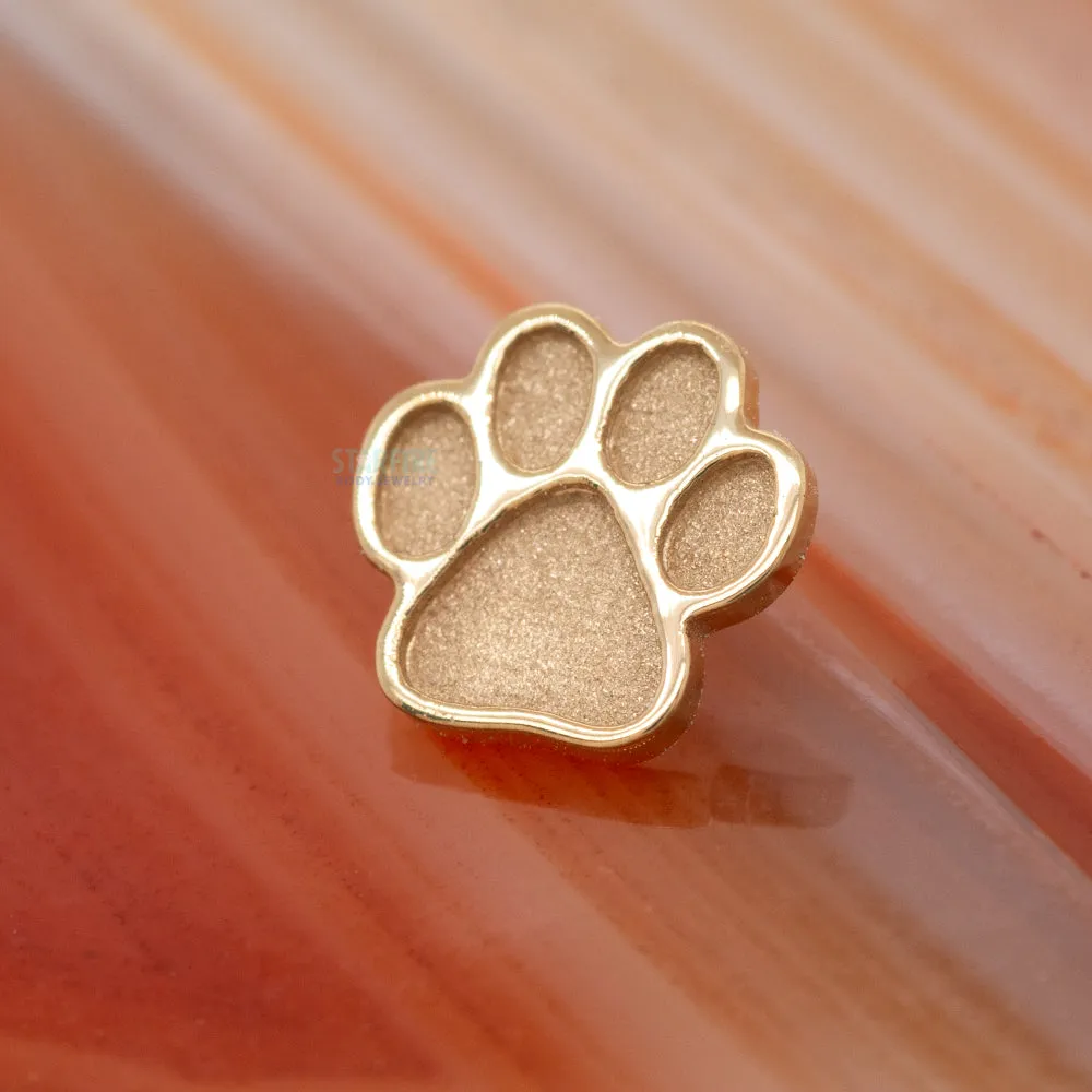 Dog Paw Print Threaded End in Gold