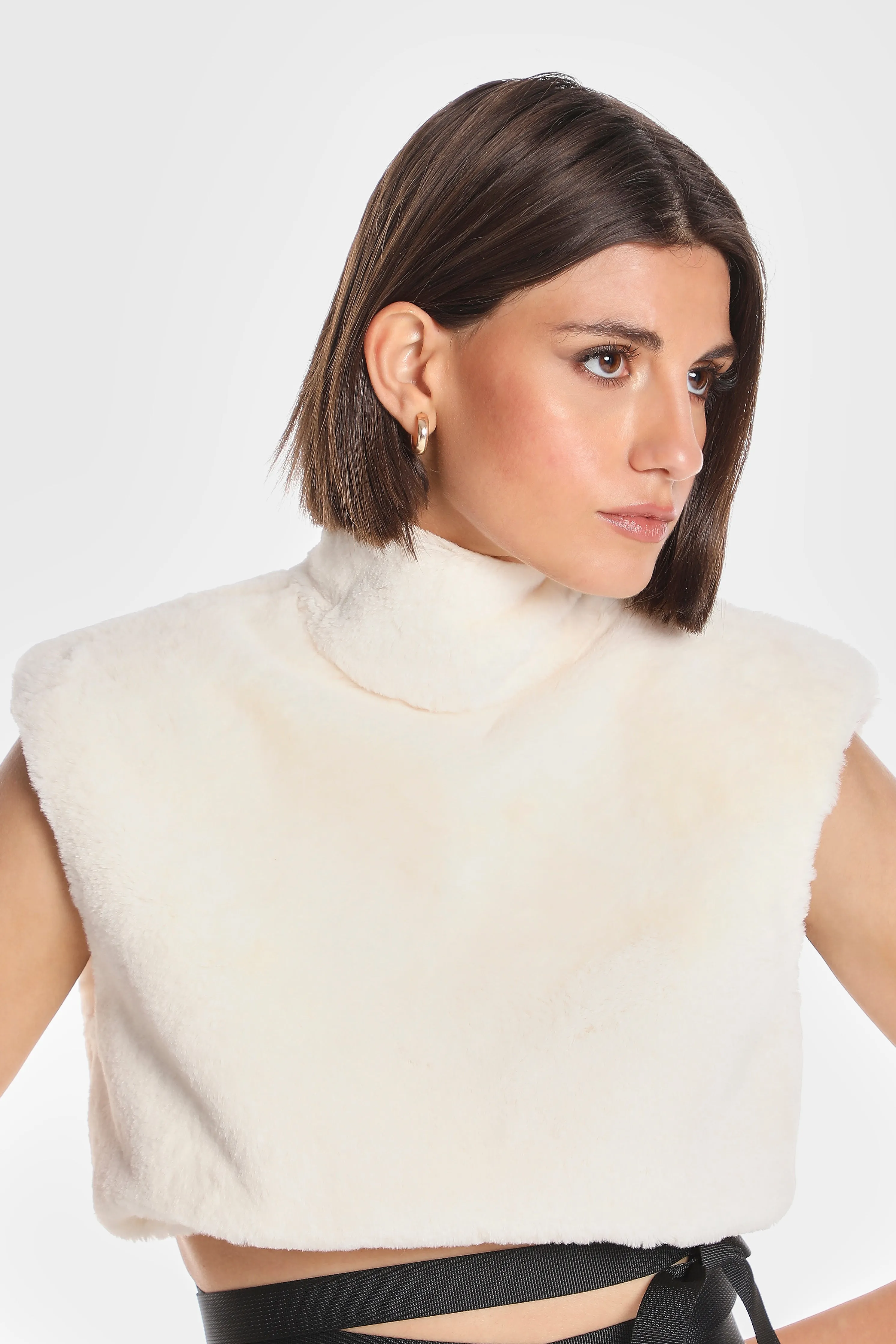 FAUX FUR BOXY CROP TOP