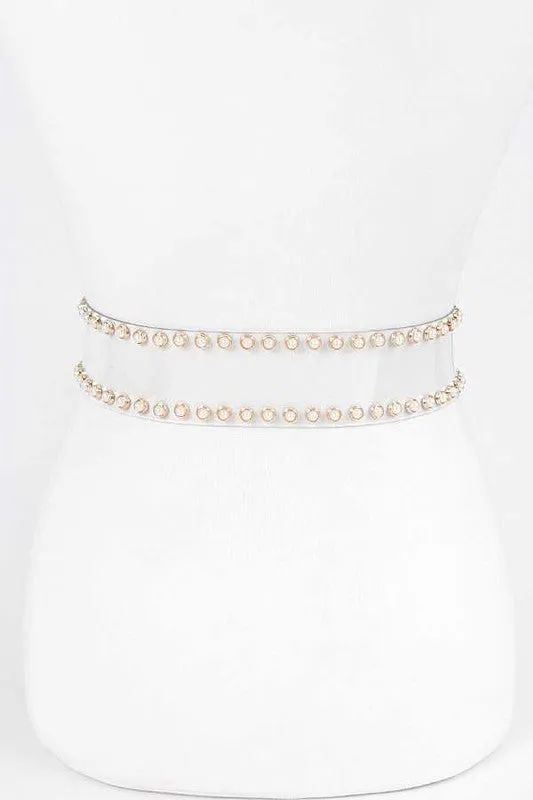 Faux Pearl Buckle Fashion Belt- PLUS