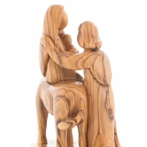 Flight into Egypt, 8.9 Abstract Hand Carved Olive Wood