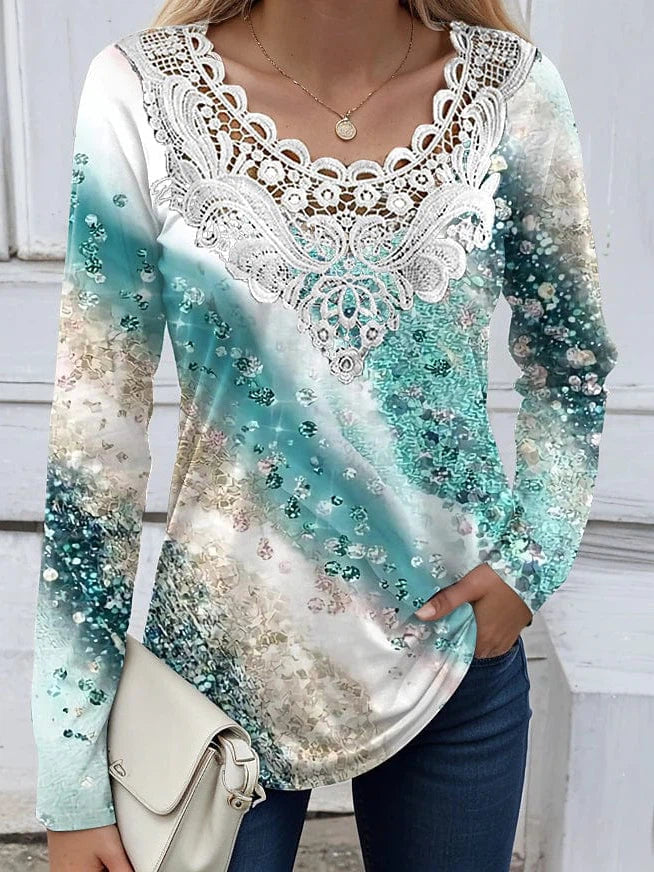 Floral Print Lace Women's Blouse