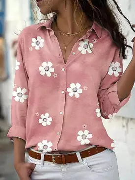 Floral Print Women's Blouse with Button-Up Design