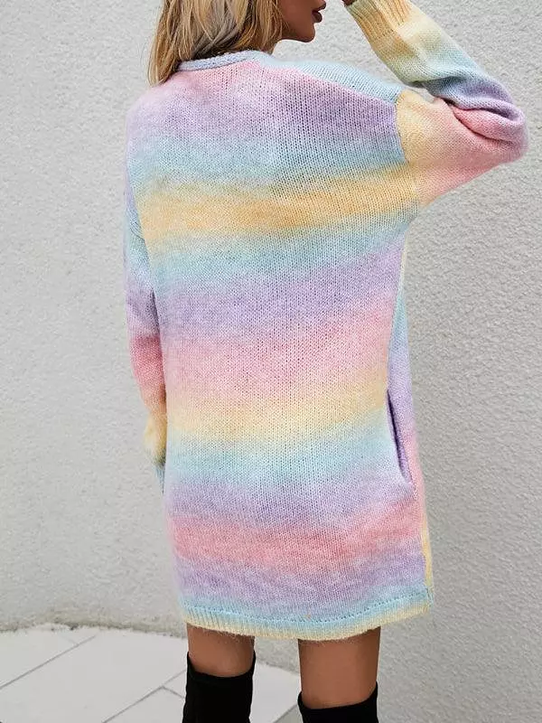 Gradient Tie-Dye  Women Cardigan Sweater