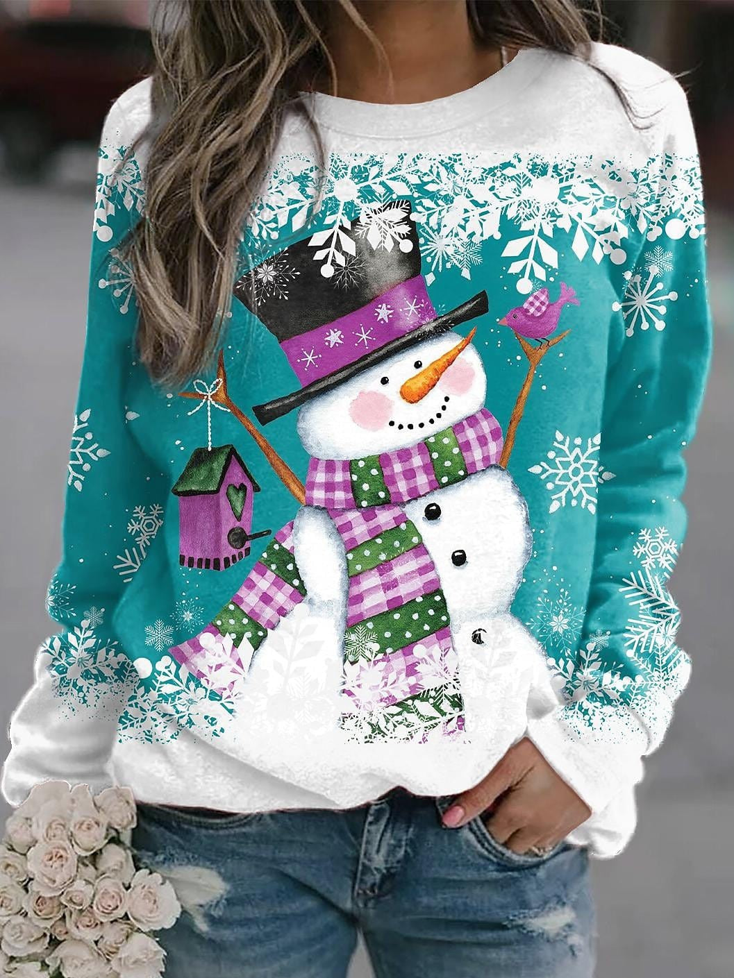 Graphic Ugly Christmas Print Women's Sweatshirt Pullover