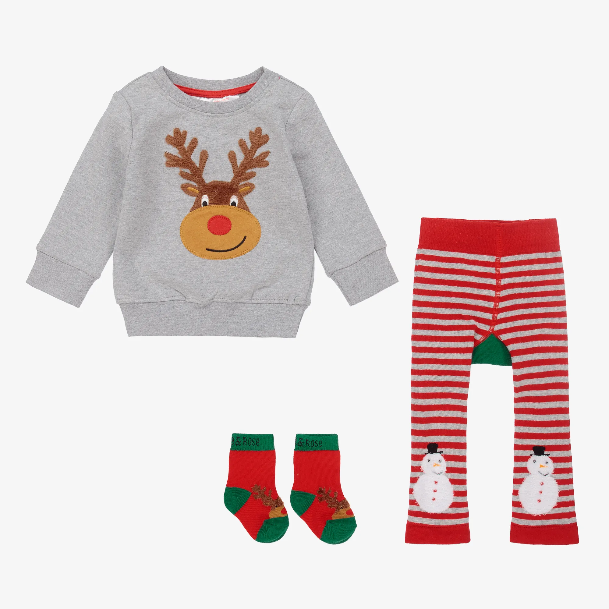 Grey & Red Festive Leggings Set